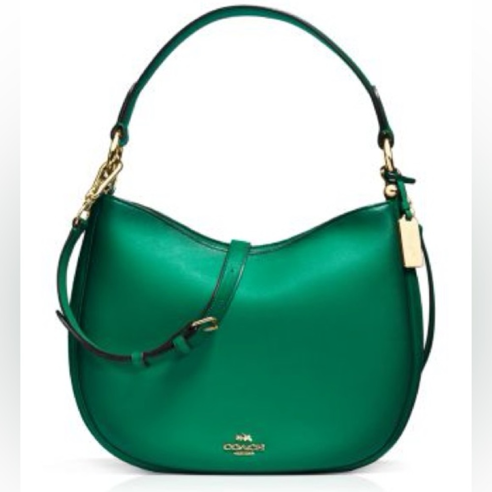 COACH Nomad Crossbody in Burnished Glovetanned Leather - Green - with spot/stain